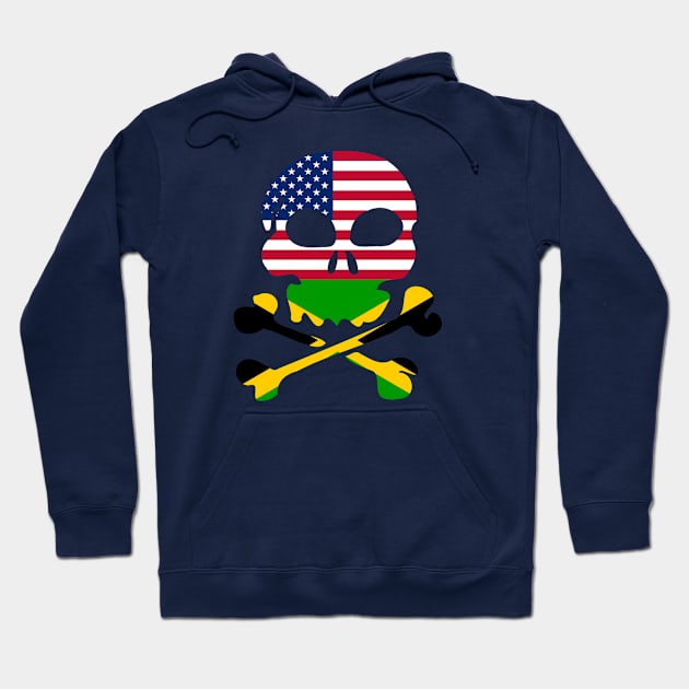 Jamaican And American Flags Skull And Crossbones Hoodie by Dara4uall